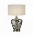 Large network table lamp - chrome die-cut base with white oval shade