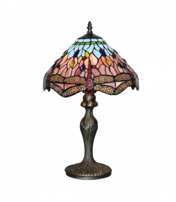 1 libélula bombilla de lámpara de mesa de cristal antiguo de bronce Tiffany