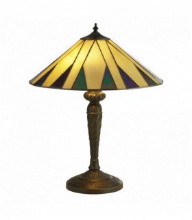 Tiffany Tischlampe gelber Hut Multi