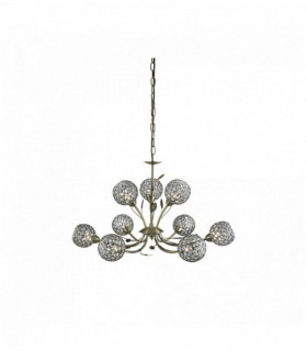 Bellis ii ceiling light - decorative glass shade on the ceiling of 9 antique brass bulbs
