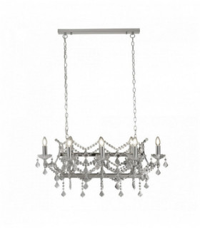 Sospensione Firenze 8 lampadine cristallo cromo trasparente