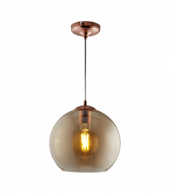 1 fiala sfera rotonda sospensione 35 centimetri diametro vetro ambrato ottone antico