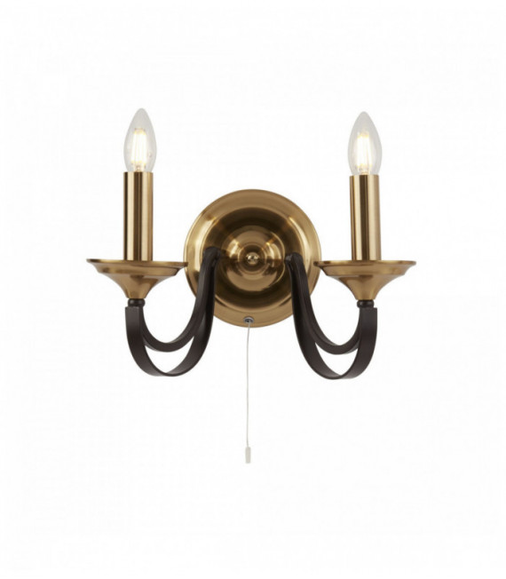 Muro Campanile 2 lampadine - bronzo scuro e marrone