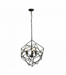 Sospensione 3 cubo cornice nera bulbi cubo geometrico