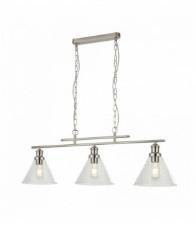 Pyramid pendant light 3 bulbs with transparent glass shade