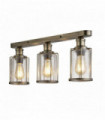 3-bulb antique brass pipes ceiling light with granulated glass
