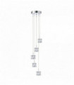 Ice cube led pendant light - transparent multi-drop glass shade 5 chrome bulbs
