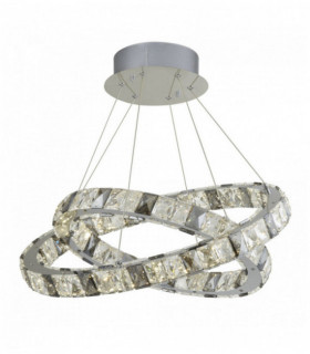Suspension optica 2 ring led transparent and smoked crystal