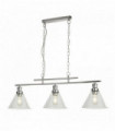 Pyramid pendant light 3 cc bulbs with transparent glass shade