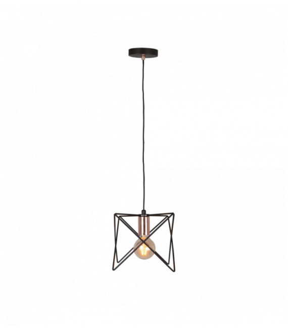 Anthea pendant light 1 bulb black frame with copper details