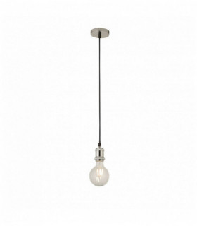 1-bulb chrome cable suspension with 1.5 m black textile cable