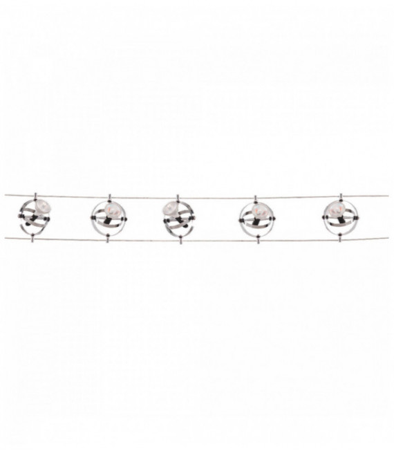 Kit cables pista LED y Spot 5 ampollas cabezas giroscopio de cromo ajustable