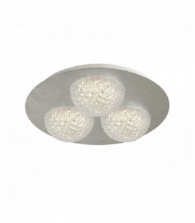 Celestia round led ceiling light 3 bulbs - silver leaf with transparent acrylic