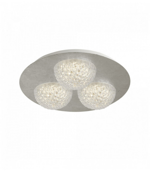 Celestia round led ceiling light 3 bulbs - silver leaf with transparent acrylic