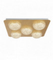 Plafonnier led celestia 5 ampoules - feuille d'or avec acrylique transparent