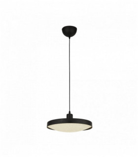 Suspension led soucoupe - noir avec diffuseur de sable en cristal