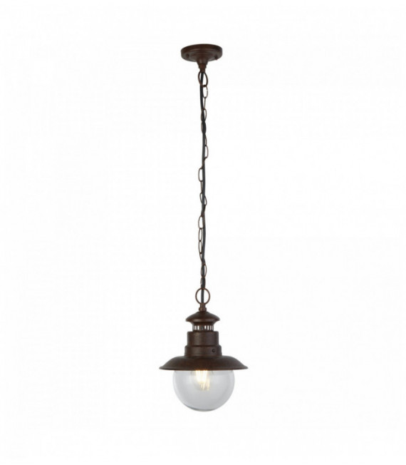 Suspension d'extérieur station 1 ampoule - brun rustique avec verre transparent
