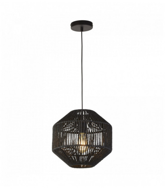Sospensione di vimini 1 lampadina, vimini nero