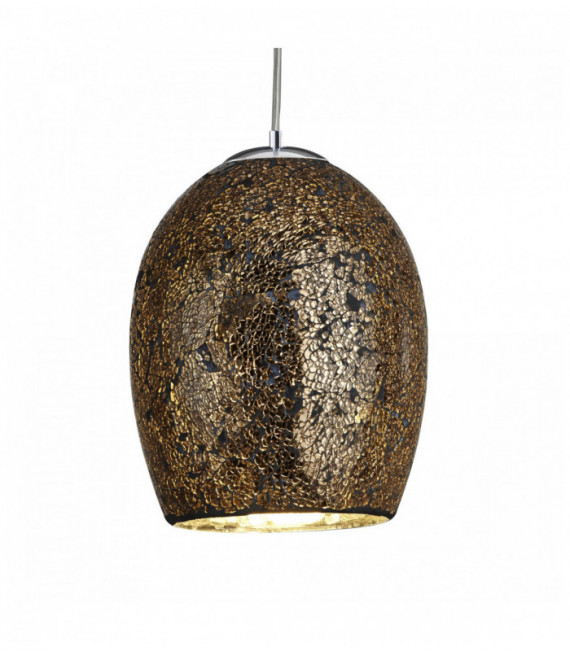 Suspension 1 Knistern Glaskolben Mosaik Bronze & Silber Satin Suspension