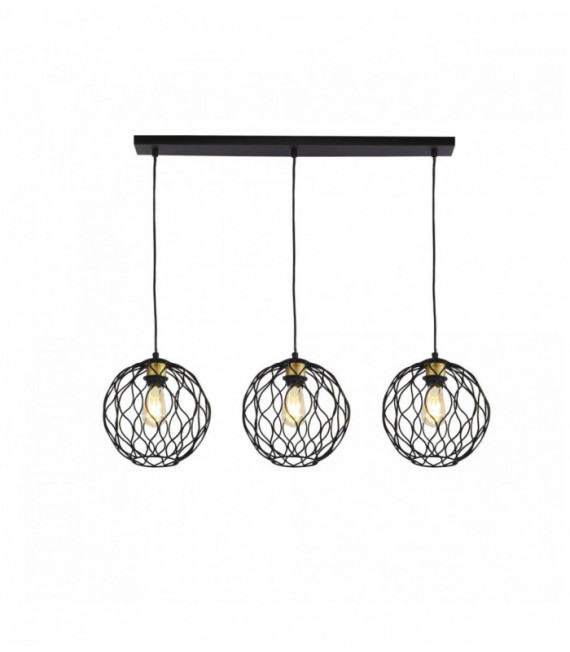 Gehänge Finesse 3 Lampen mit Well bar - schwarz mit goldenen Ärmeln