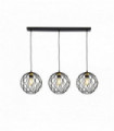 3-light finesse bar pendant with wavy bar - black with gold sockets