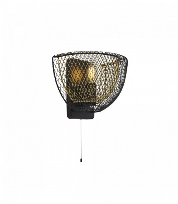 1-Light Double Layer Honeycomb Wall Sconce - Black Exterior with Gold Interior