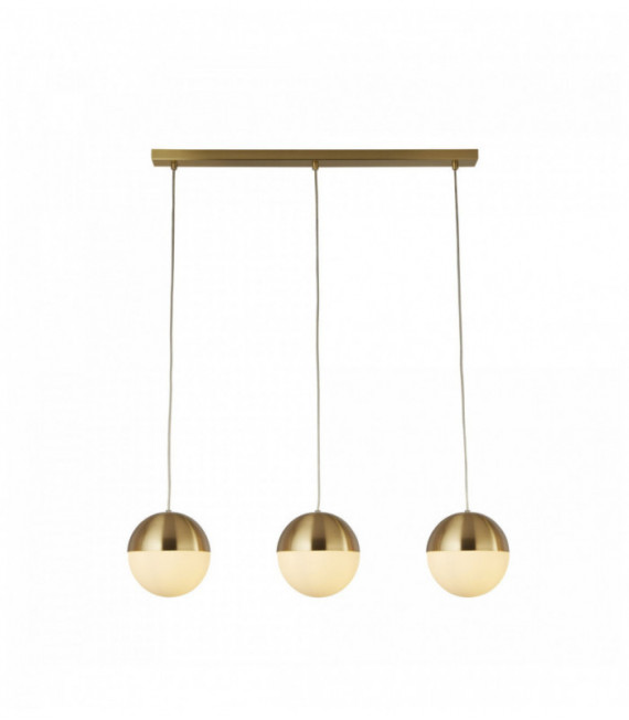 Suspension endor 3 bulbs, satin brass with opal glass. ball dia180mm