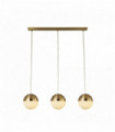 Suspension endor 3 ampoules, laiton satiné avec verre opale. boule dia180mm