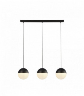 Suspensión endor 3 bombillas, negro con vidrio opalino. bola dia180mm