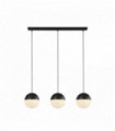 Suspension endor 3 ampoules, noir avec verre opale. boule dia180mm