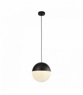 Suspension endor 1 ampoule, finition noire avec verre opale. diamètre 250mm