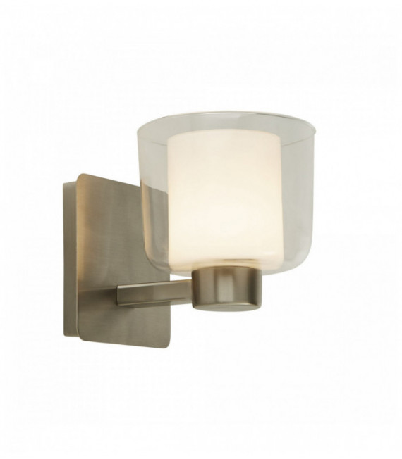 Baño bombilla 1 níquel satinado blanco ip44 vidrio transparente