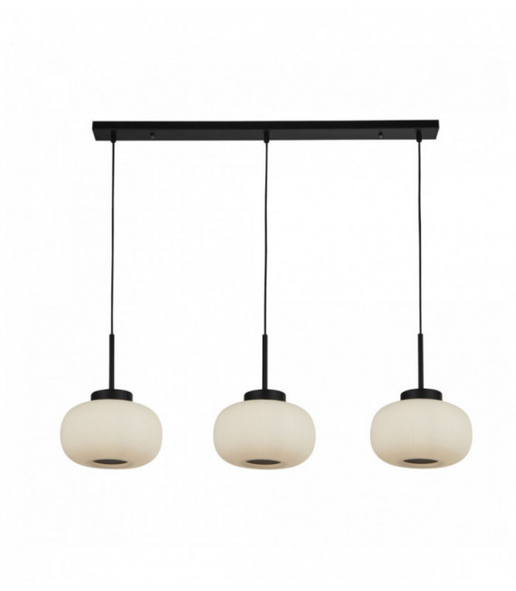 Suspension Lumina 3 Lampen mit Milchglas striated