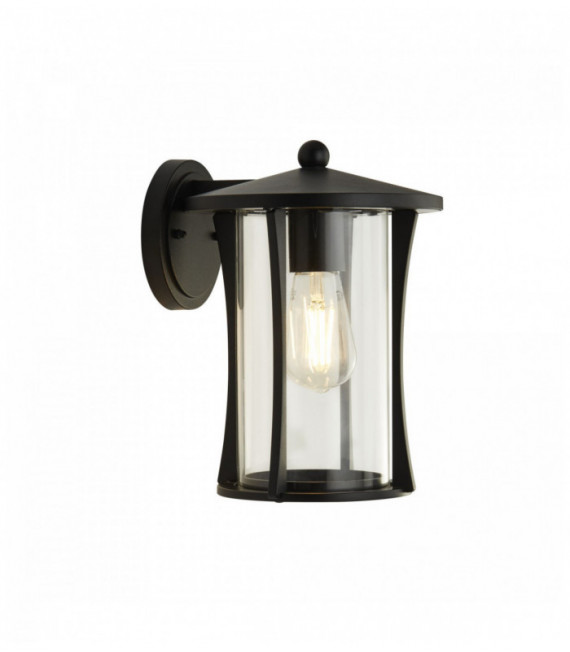 Outdoor wall lamp pagoda 1 bulb - black with transparent glass