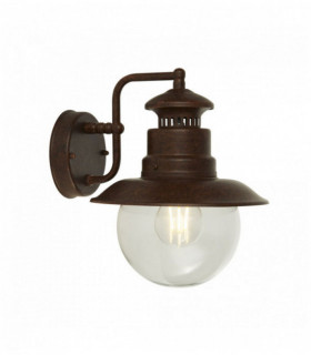 Applique d'extérieur station 1 ampoule - brun rustique avec verre transparent