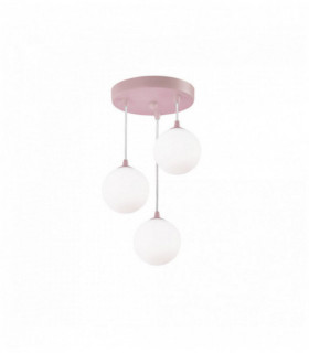 Suspension Kind 3 Lampen mit rosa Opalglas