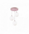 Child suspension 3 bulbs, pink with opal glass