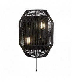Applique murale wicker 2 ampoules, osier noir