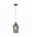 Chevron suspension 1 bulb with ribbed smoked glass - chrome
