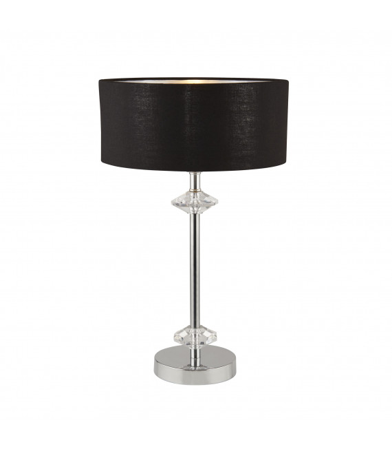 New Orleans 1-light chrome table lamp with black shade / silver interior