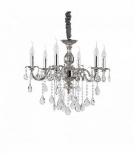 Colgante cristal plata IMPERO 6 bombillas