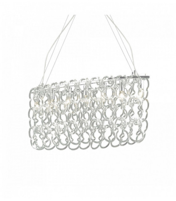 Chrome pendant light ALBA 7 metal bulbs