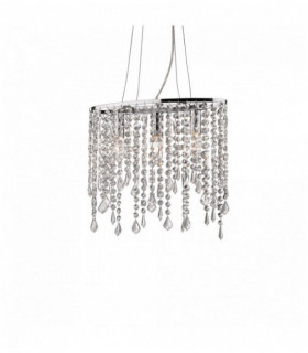 Colgante de cromo en cristal RAIN CLEAR 3 bombillas
