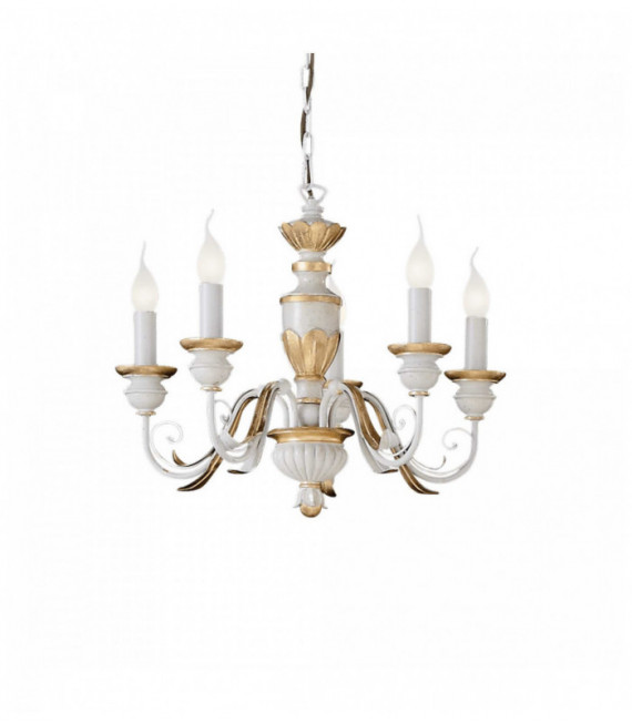 Suspension Blanche antique FIRENZE 5 ampoules