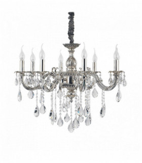 Suspension Argentée en cristal IMPERO 8 ampoules