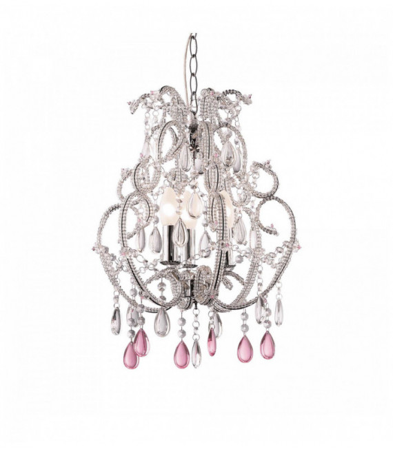 Silver pendant in VIOLET crystal 3 bulbs