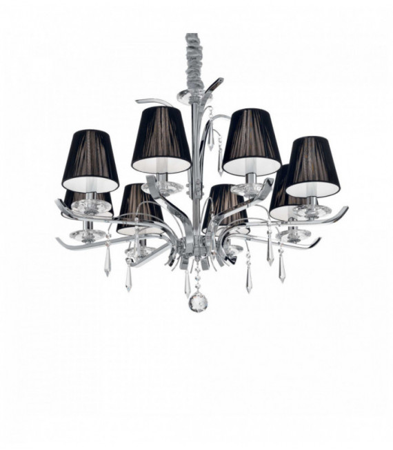 Suspension Chromée en cristal ACCADEMY 8 ampoules