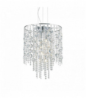 Lampada a sospensione in cristallo cromato EVASIONE 8 lampadine