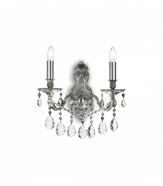 Silver wall light in crystal GIOCONDA 2 bulbs
