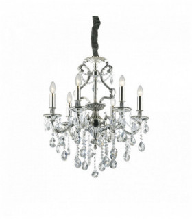 Silver pendant lamp in GIOCONDA crystal 6 bulbs